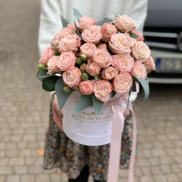 Średnie welurowe pudełko z gałązkowymi różyczkami