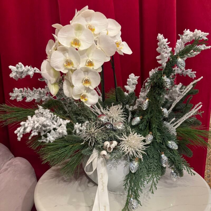 Bożonarodzeniowa kompozycja z orchideą