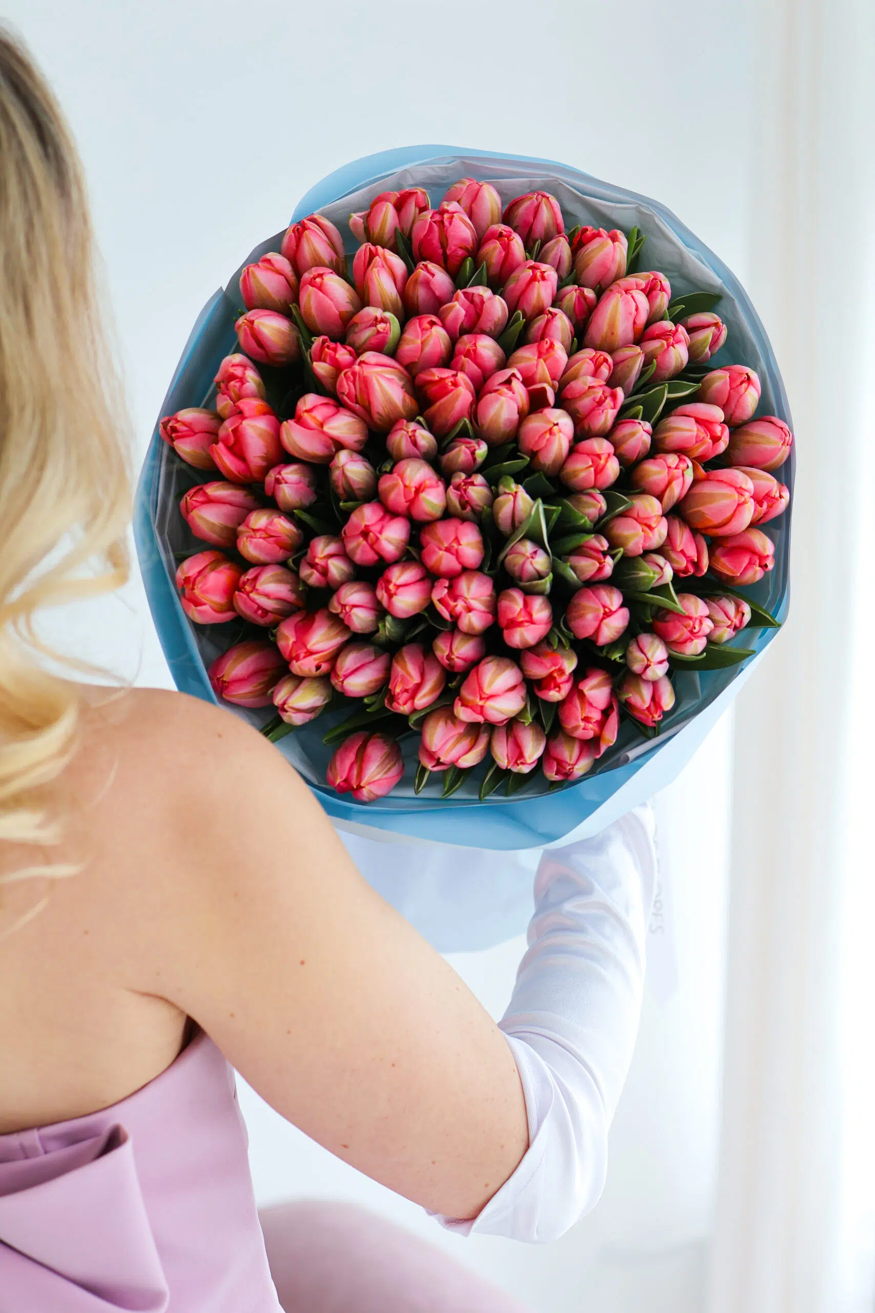 Bukiet z różowych tulipanów