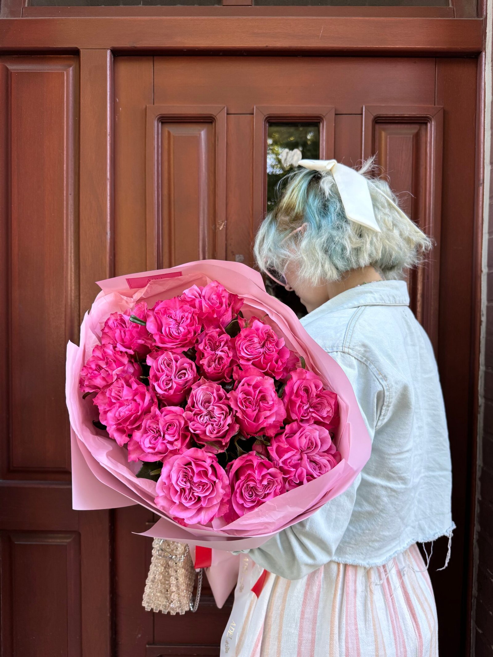 Monobukiet z różowych róż