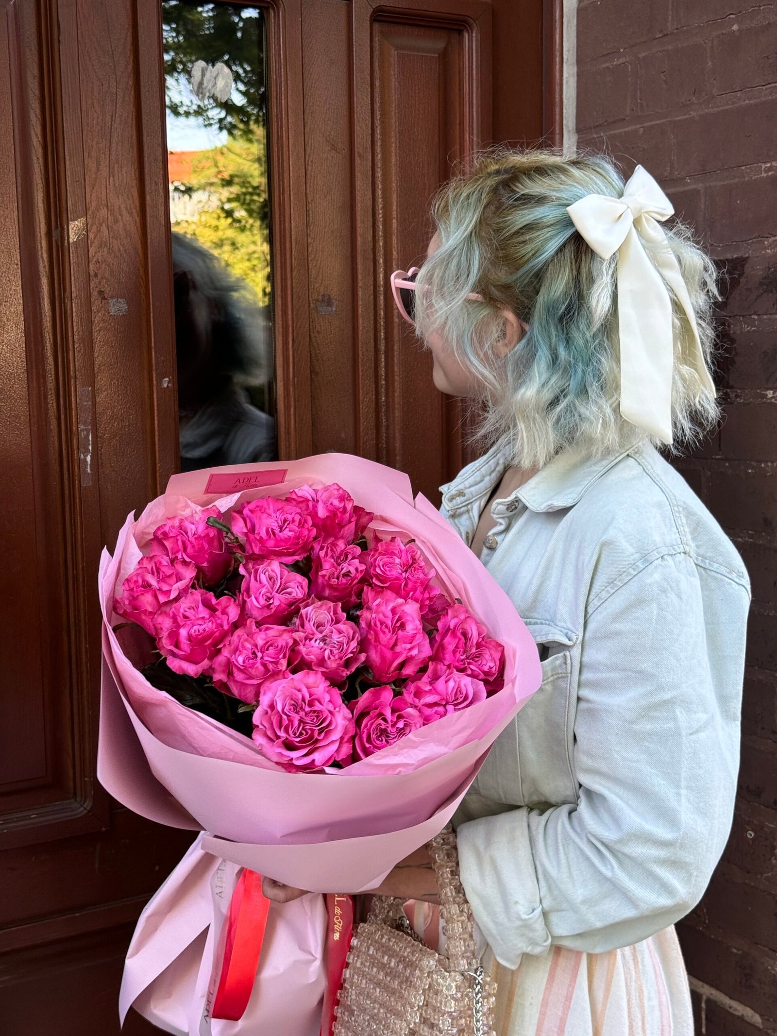 Monobukiet z różowych róż - obrazek 3