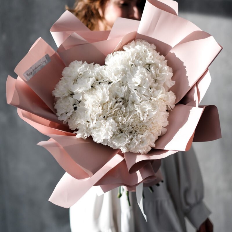 Bukiet z białych goździków