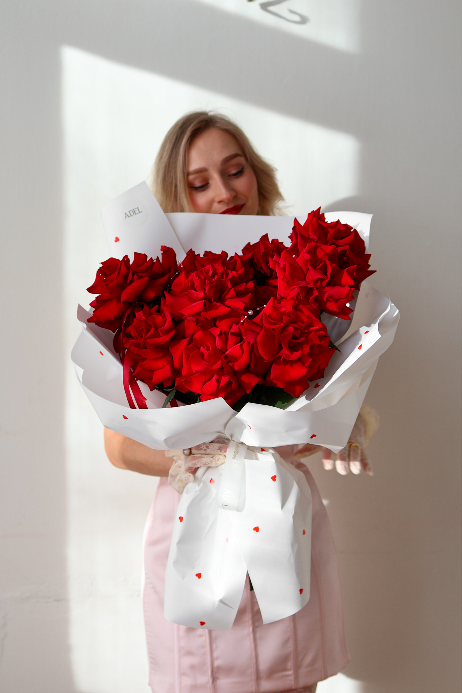 Bukiet francuskich czerwonych róż