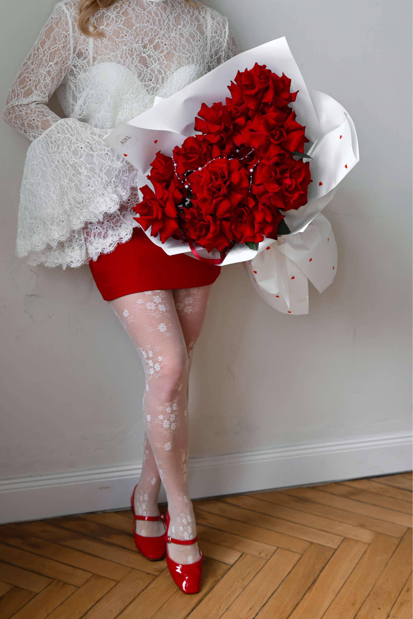 Bukiet francuskich czerwonych róż