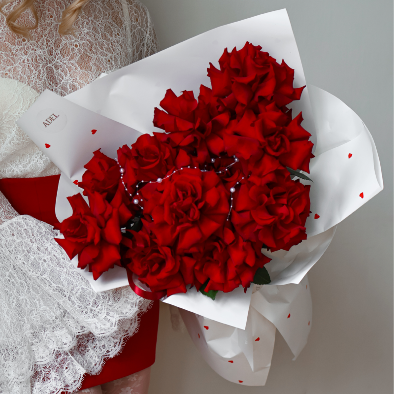 Bukiet francuskich czerwonych róż