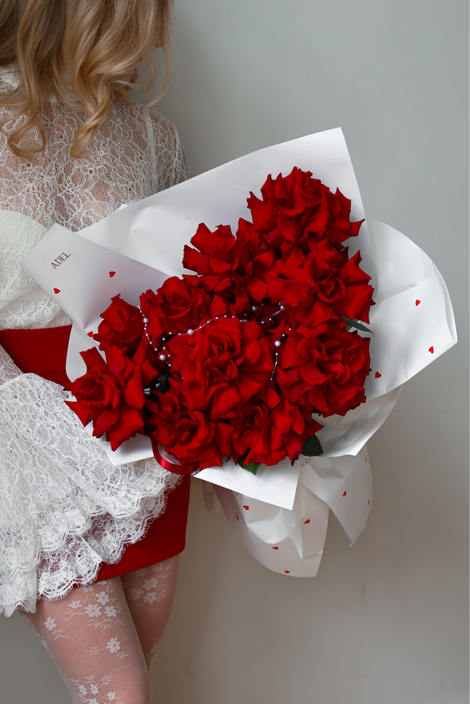 Bukiet francuskich czerwonych róż