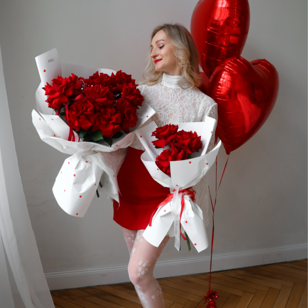 Bukiet francuskich czerwonych róż